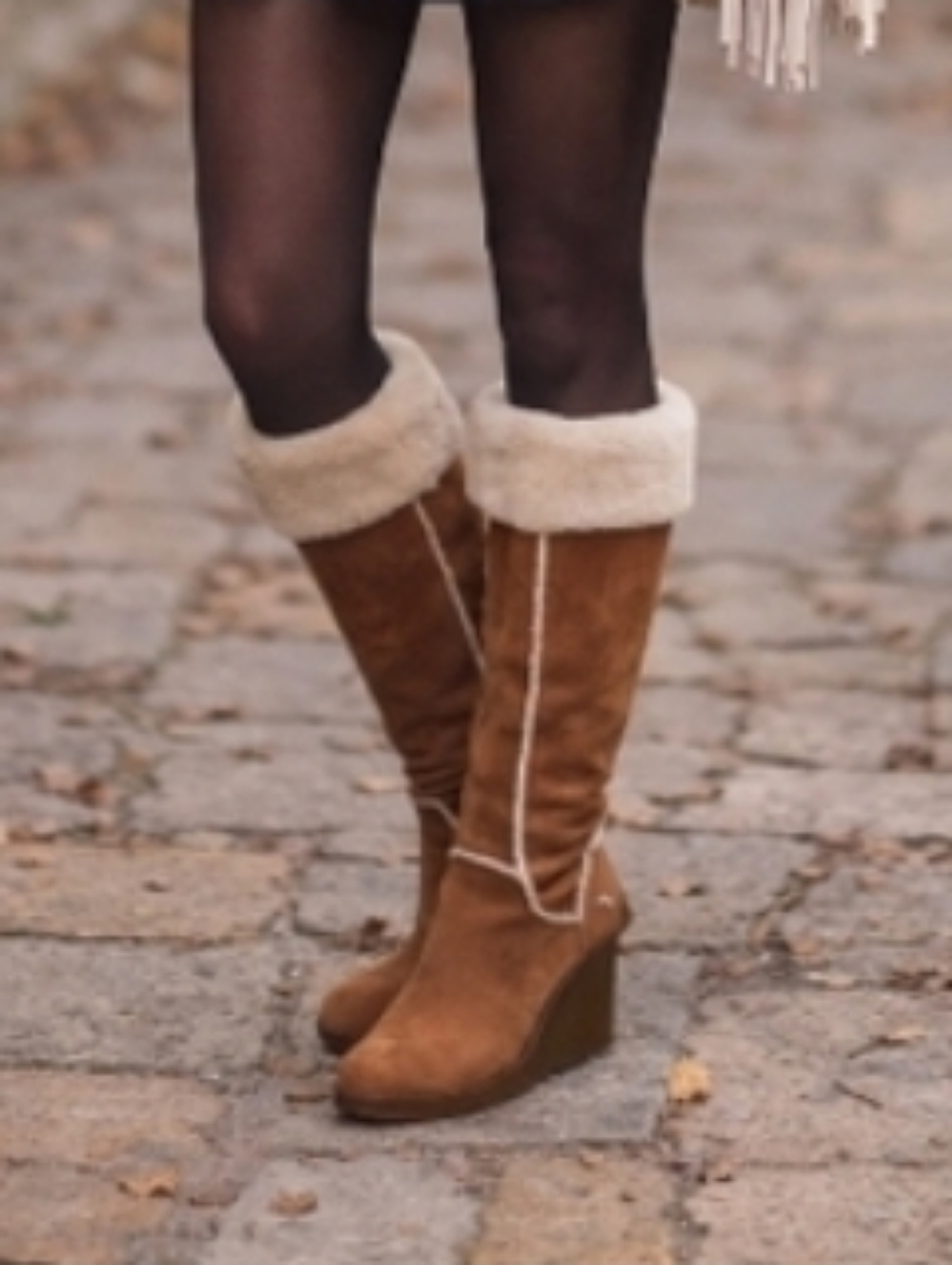 UGG Women's Tan and Chestnut Sandra Wedge Boots